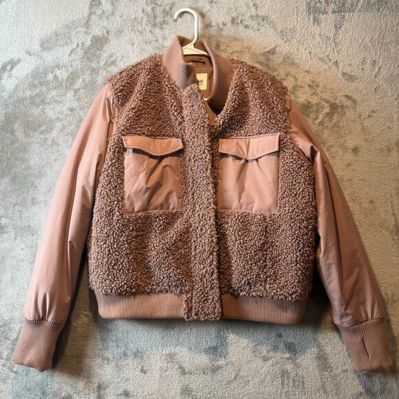 UpWest Pink Sherpa Bomber Jacket Size‎ Large Pink Mauve - Picture 1 of 6
